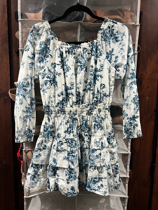 GAP Other - Gap x LoveShack Fancy Blue Floral Smocked Waist Tiered Mini Dress Girls XL